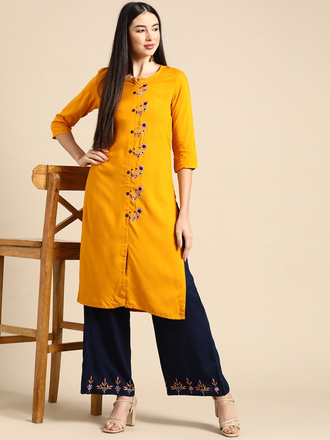 Buy Indo Era Women Floral Embroidered Regular Sequinned Kurta With Trousers  & Dupatta - Kurta Sets for Women 24851700 | Myntra